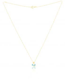 18K Gold- Blue Enamel Elephant Peandant-Necklace