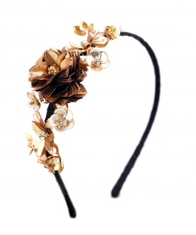 Gold Color Flower Partywear Hairband