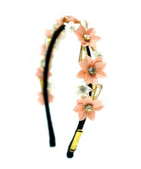 Peach and White Flower Partywear Hairband
