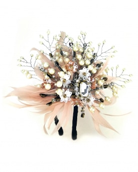 Sequins, Crystals, beads and Pearls Embellished floral feather hairband