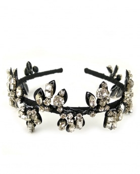 Black color crystals and sequins Embellished flower Wedding Partywear Hairband