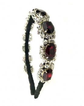 Red and Silver Crystal Stones Embellished Stunning Hairband