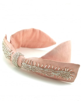 Pink color handmade Beads and fabric Embellished broad Hairband