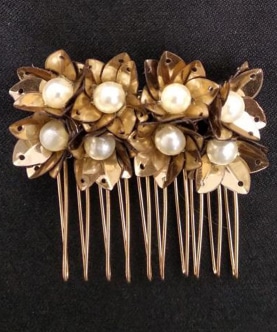 Gold Color Floral Hair Comb