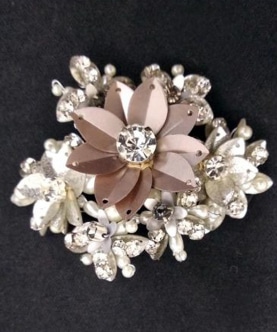 Brown and Silver Floral Tic Tac Hairclip