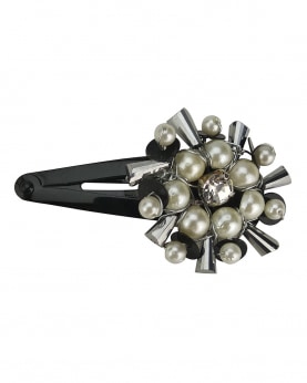 Black & White Color Sequins, Crystals And Pearls Embellished Tic Tac Hairclip