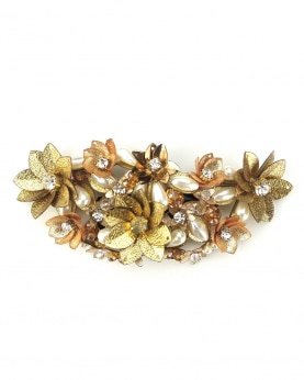 Gold Color Sequins, Pearls, Beads And Crystals Embellished Tic Tac Hairclip