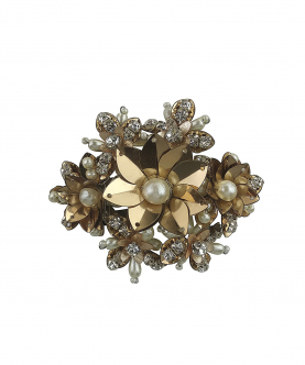 Gold color Sequins, Pearls and Crystal Embellished Tic Tac Hairclip