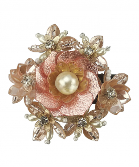 Peach Color Sequins, Beads, Pearls And Crystal Embellished Tic Tac Hairclip