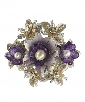 Purple Color Sequins, Beads, Pearls And Crystal Embellished Tic Tac Hairclip