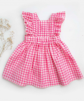 Cute Pink checks Baby Frilled Frock 