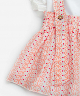 Peach stripe Hipsters Frilled Mini Frock 