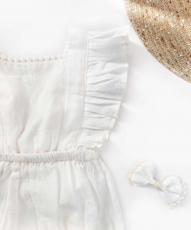 White Frilled Elasticated Waist Comfortable Romper 