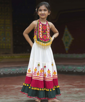 Traditional Gujarati Embroidered Navratri Baby/Girls Crop Top & Choli