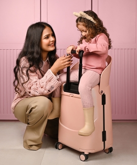Dusty Pink Ride-On Trolley Carry-On Luggage 18 Inches