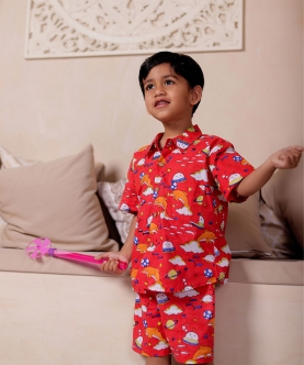 Chote Khwaab- Red Co-Ord Set For Boys