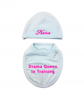 Personalised Drama Queen In Training Bib & Cap