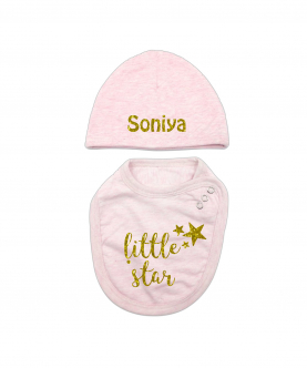 Personalised Little Star Bib And Cap