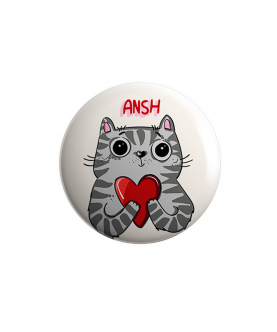 Personalised Cat Heart Button Badge