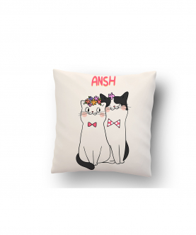 Personalised Cat Couple Cushion Cover