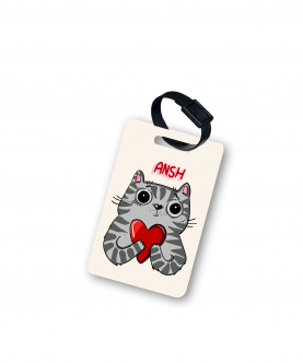 Personalised Cat Heart Luggage Tag