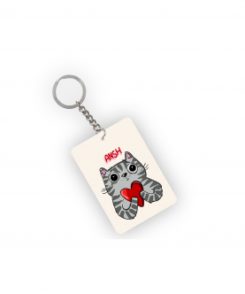 Personalised Cat Heart Key Chain