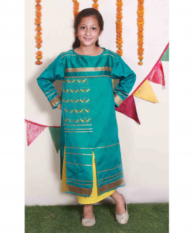 Yellow And Green Bird Embroidered Dress