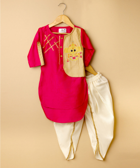 Pink Ganesh Embroidered Outfit
