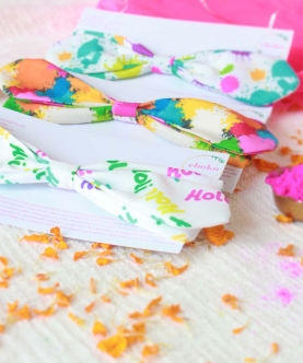 Choko Set of 3 Multicolour Holi Bow Headbands - Multi Color