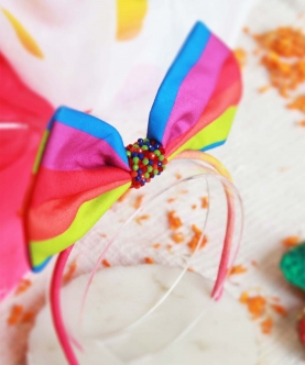 Choko Multicolour Holi Bow Headband with Beads - Multi Color