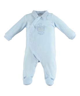 Ido Chenille Footed Sleepsuit with Teddy Bear For Baby Boys