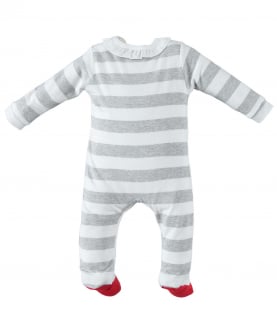 Cotton Striped Sleepsuit with A Fun Ladybird