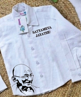 Handpainted Satyameva Jayate Gandhi Shirt
