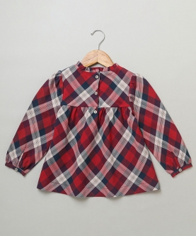 Introduces A Red Long Sleeves Plaid Flannel Blouse Dress