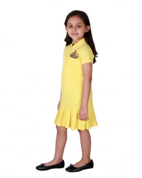 Girls Pleated Polo Dress with Crown motif