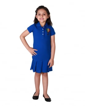 Girls Pleated Polo Dress with Hot Air Balloon motif