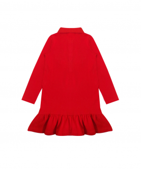 Red Polo Dress With Frills At Hem And Ice Popsicle Motif