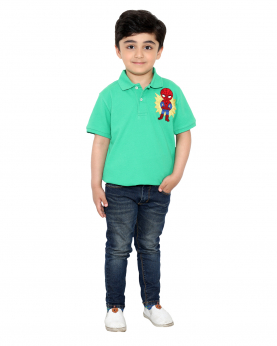 Boy Polo T-Shirt With Spiderman Motif