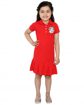Red Pleated Polo Dress With Paint Palette