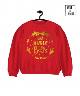 Jingle Bells Wreath Golden Print Sweatshirt