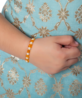 Baby Orange Colored Beaded Pearl Bracelet
