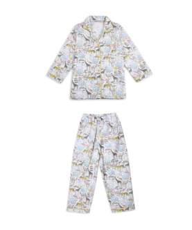 Zoo Print Long Sleeve Kids Night Suit