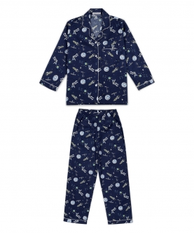 Space Print Cotton Long Sleeve Kids Night Suit