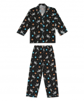 Astronaut Print Cotton Long Sleeve Kids Night Suit