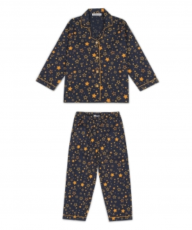 Blue Stars Print Cotton Long Sleeve Kids Night Suit