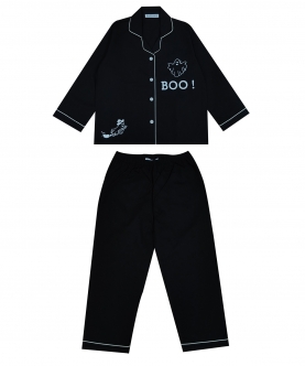 Boo Glow In The Dark Print Long Sleeve Kids Night Suit