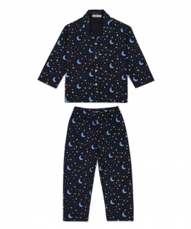 Star And Moon Glow In The Dark Print Long Sleeve Night Suit