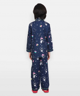 Astronaut in Space Print Long Sleeve Kids Night Suit