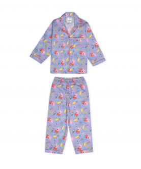 Peppa Crown Print Long Sleeve Kids Night Suit