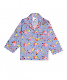 Peppa Crown Print Long Sleeve Kids Night Suit